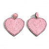 Pastel Pink Beaded Heart Earrings