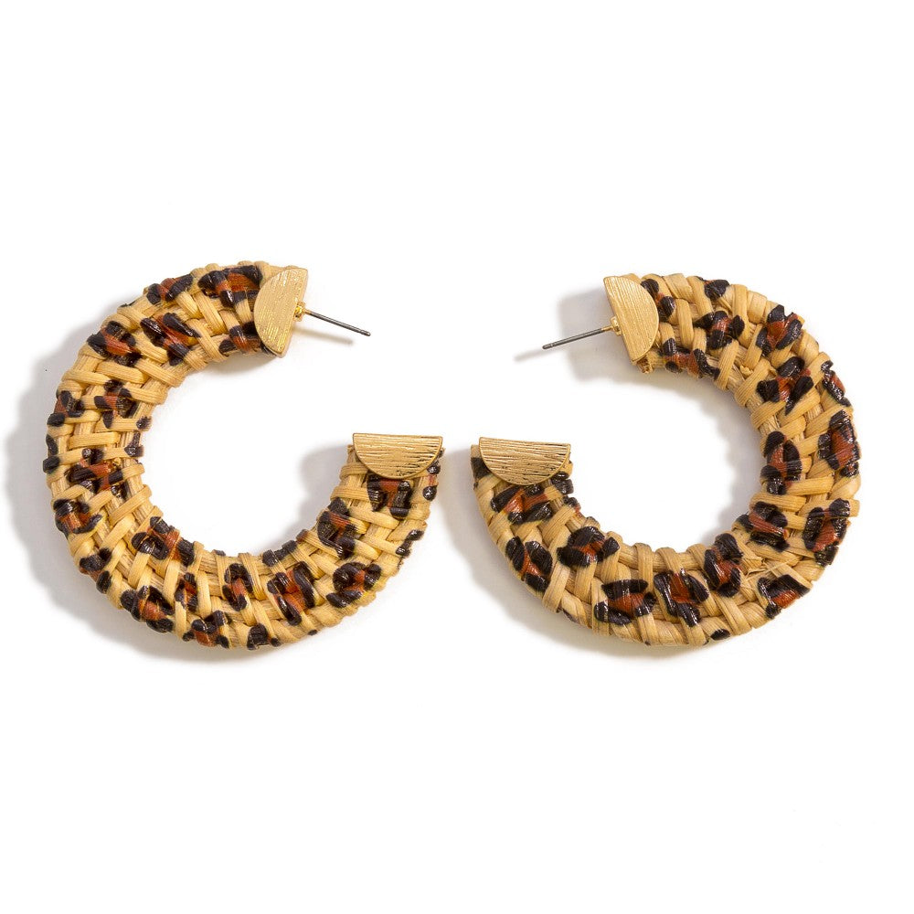 Leopard Raffia Earrings