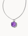 Davis Long Pendant Necklace Silver Purple Mica