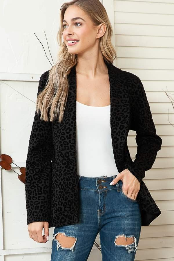 Black Leopard Jacquard Blazer