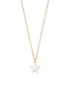 Carved Jae Star Pendant Necklace Gold Ivory Mother Of Pearl