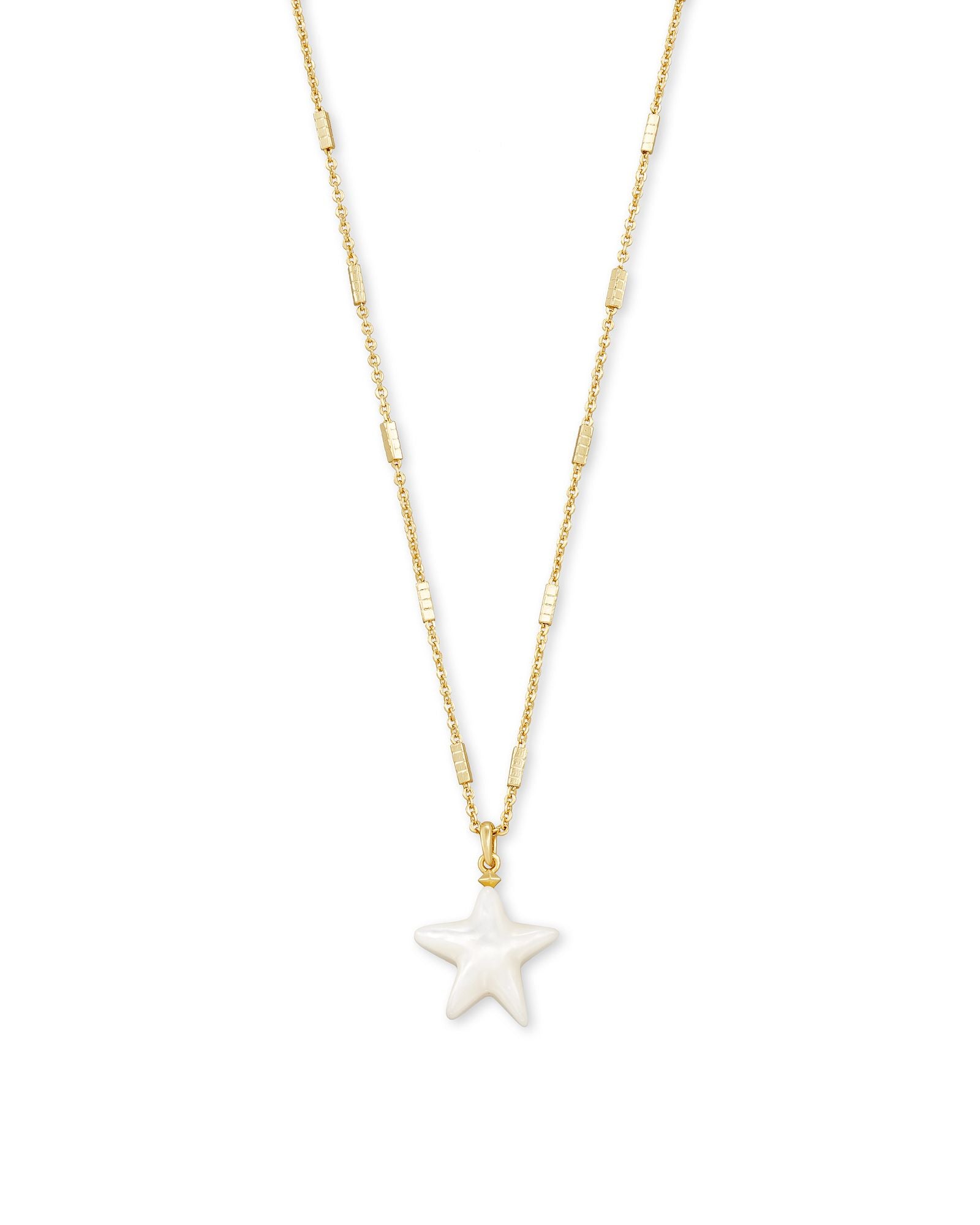 Carved Jae Star Pendant Necklace Gold Ivory Mother Of Pearl