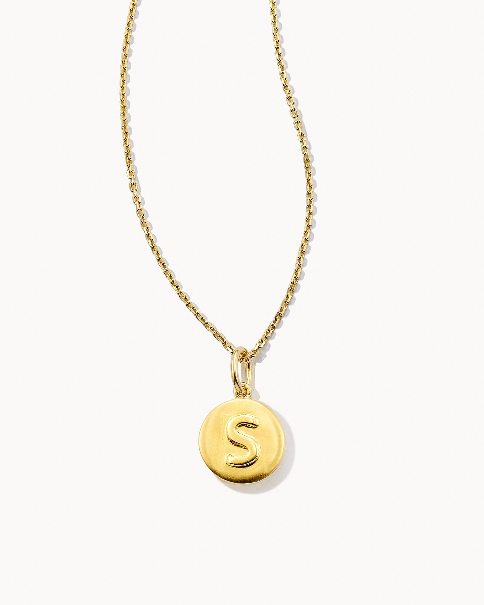 Letter S Coin Charm Necklace 18k Gold Vermeil