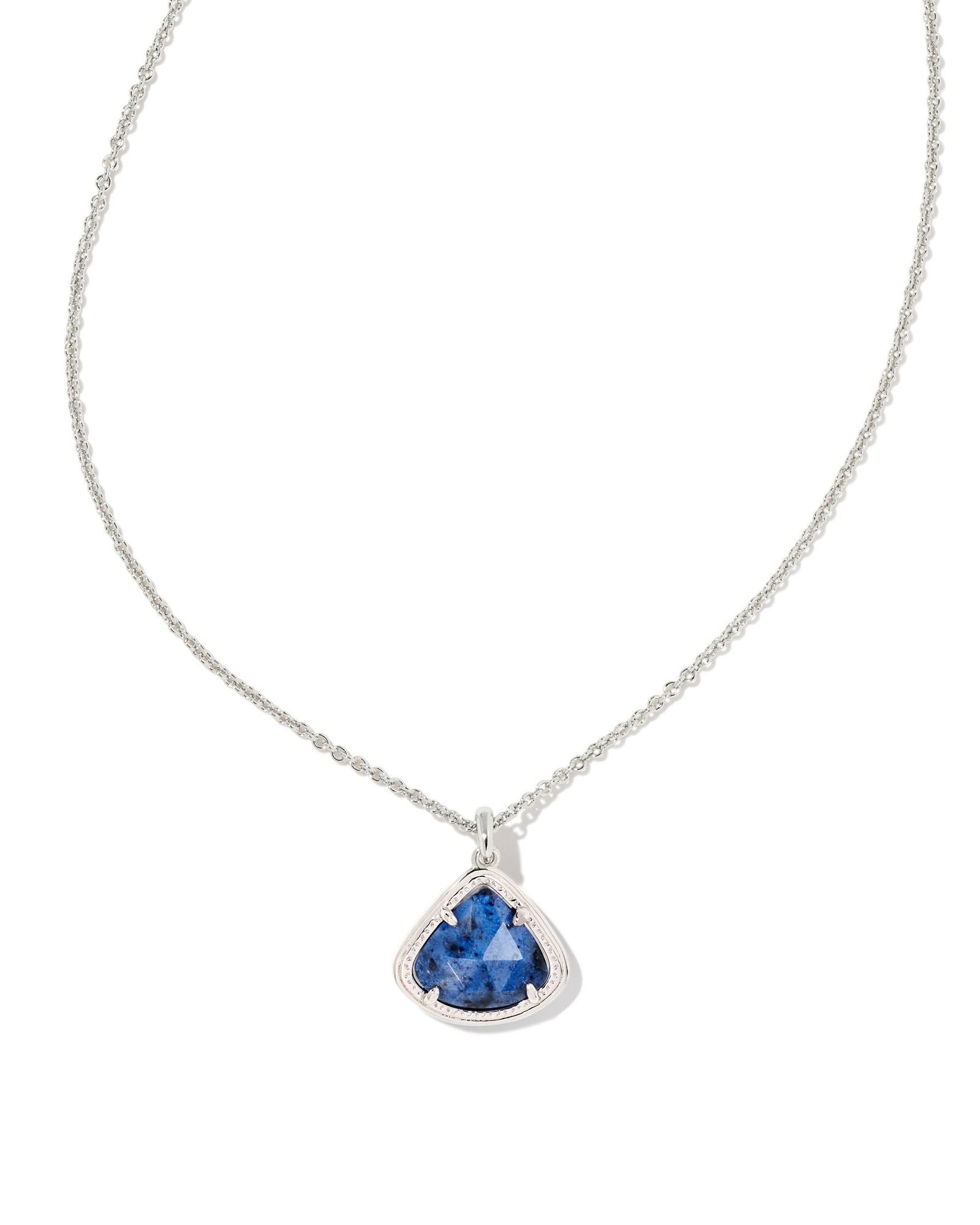 Kendall Pendant Necklace Rhodium Blue Dumoitierite