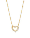 Ari Heart Crystal Pendant Necklace Gold White Crystal