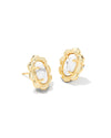 Piper Stud Earrings Gold White Howlite