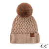 C.C. Taupe Weave Pom Beanie