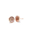 Stamped Dira Stud Earrings Rose Gold Golden Abalone