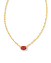 Cailin Crystal Pendant Necklace Gold Burgundy