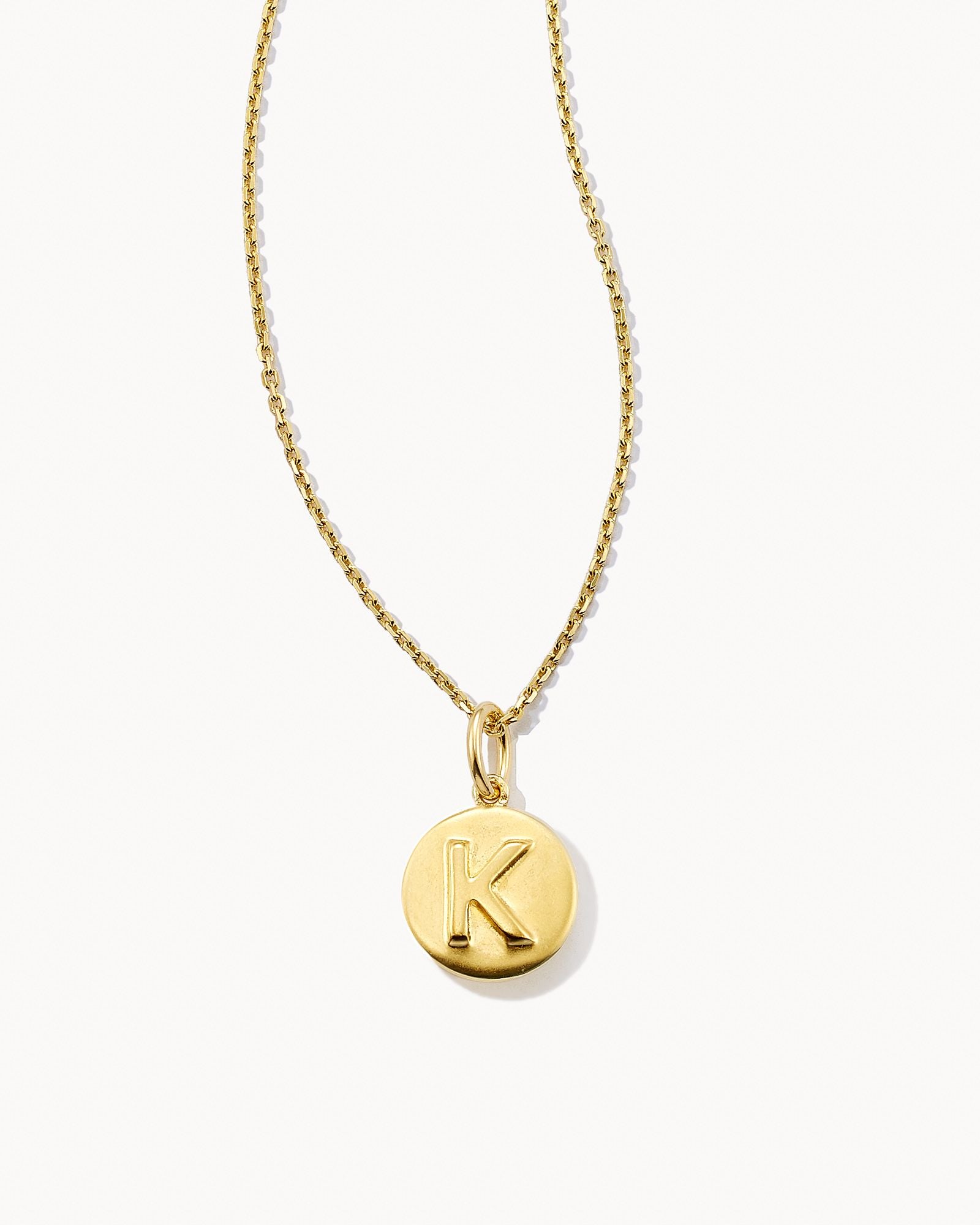 Letter K Coin Charm Necklace 18k Gold Vermeil