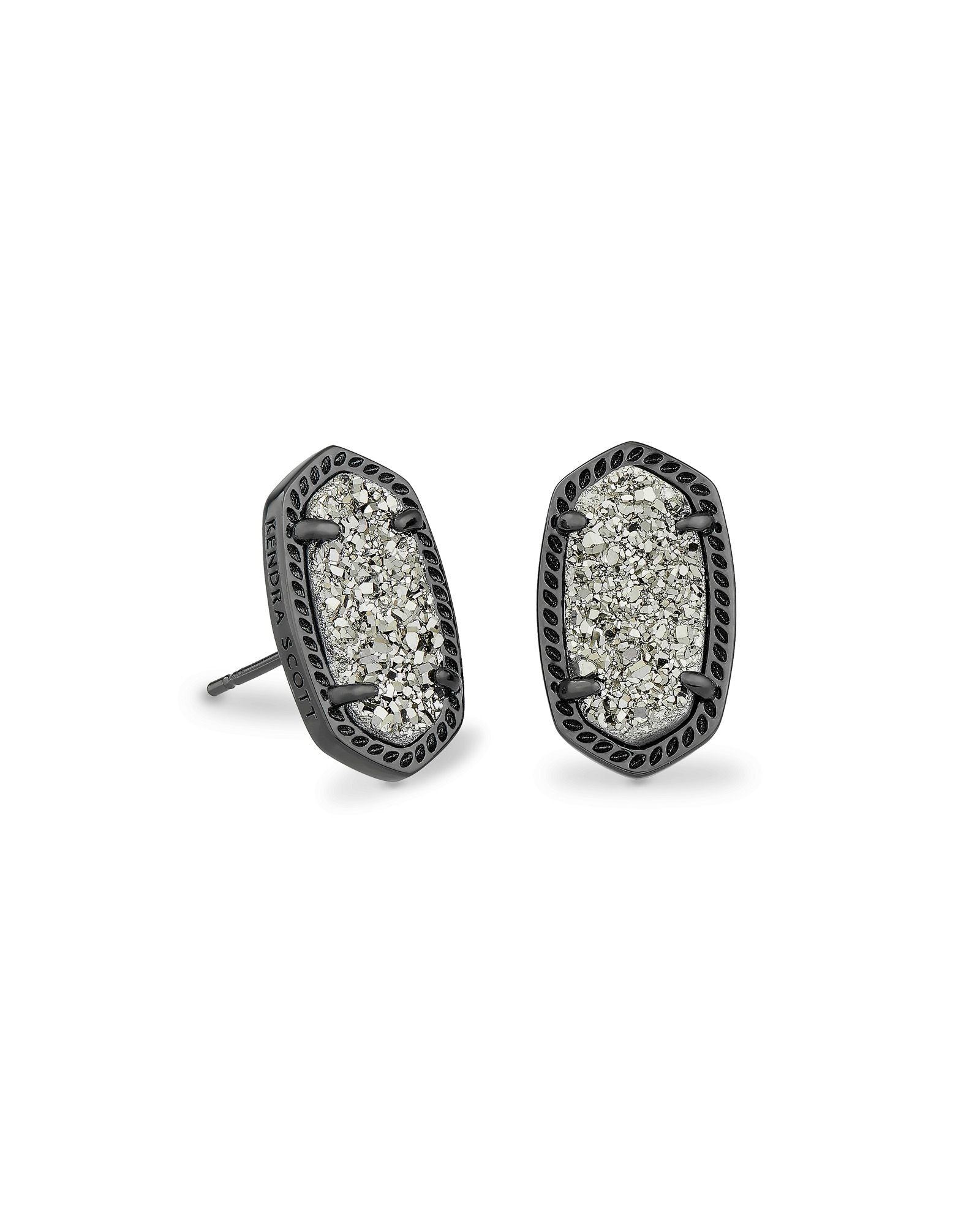 Ellie Gun Metal Platinum Drusy Earrings