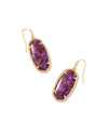 Elle Drop Earrings Gold Bronze Veined Purple Turquoise