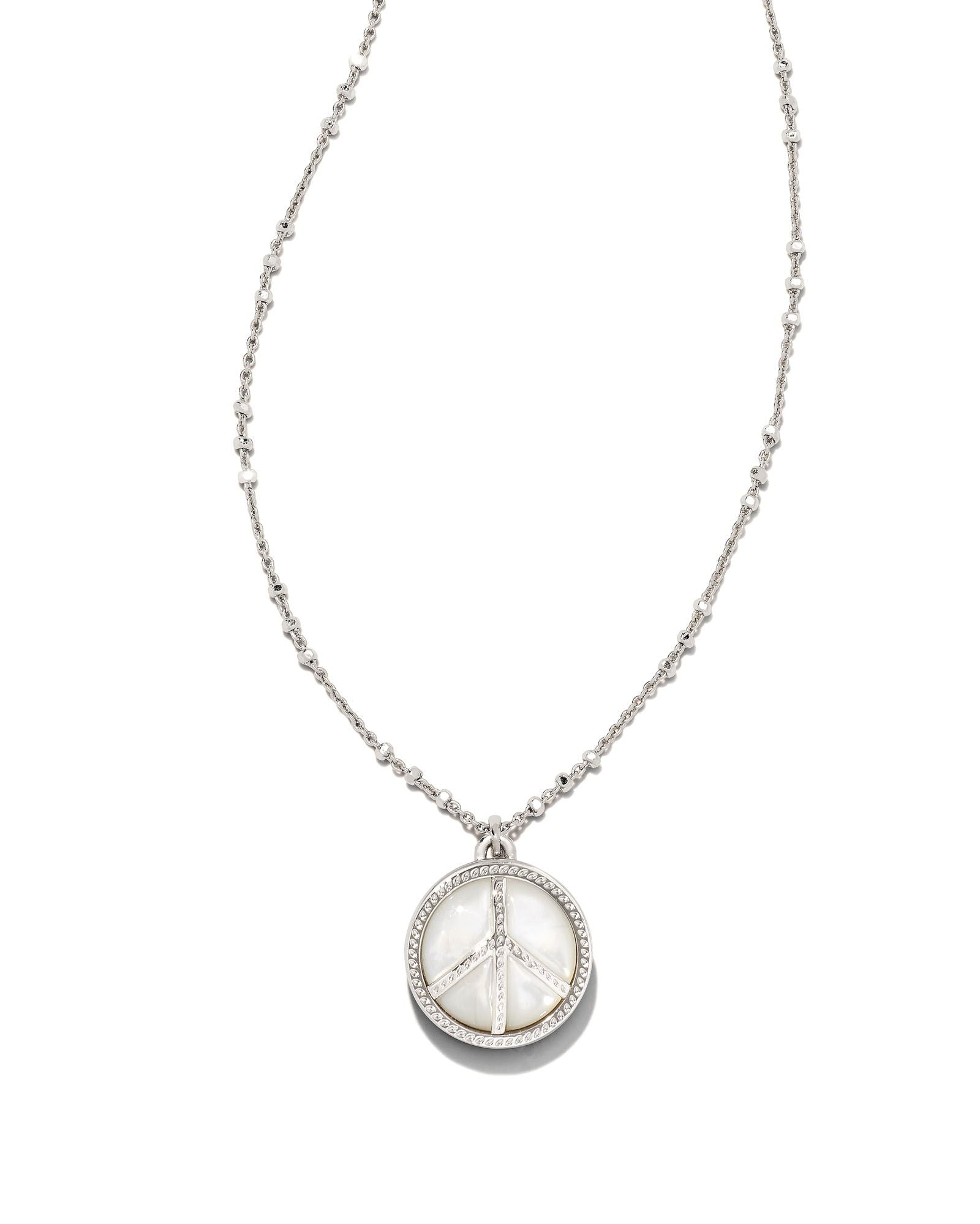 Peace Pendant Necklace Silver Ivory Mother Of Pearl