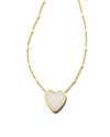 Heart Pendant Necklace Gold Iridescent Drusy