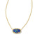 Elisa Short Pendant Necklace Gold Bronze Veined Lapis Turquoise