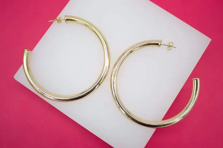 Large 18k Gold Filled Hoop Earrings