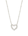 Ari Heart Crystal Pendant Necklace Silver White Crystal