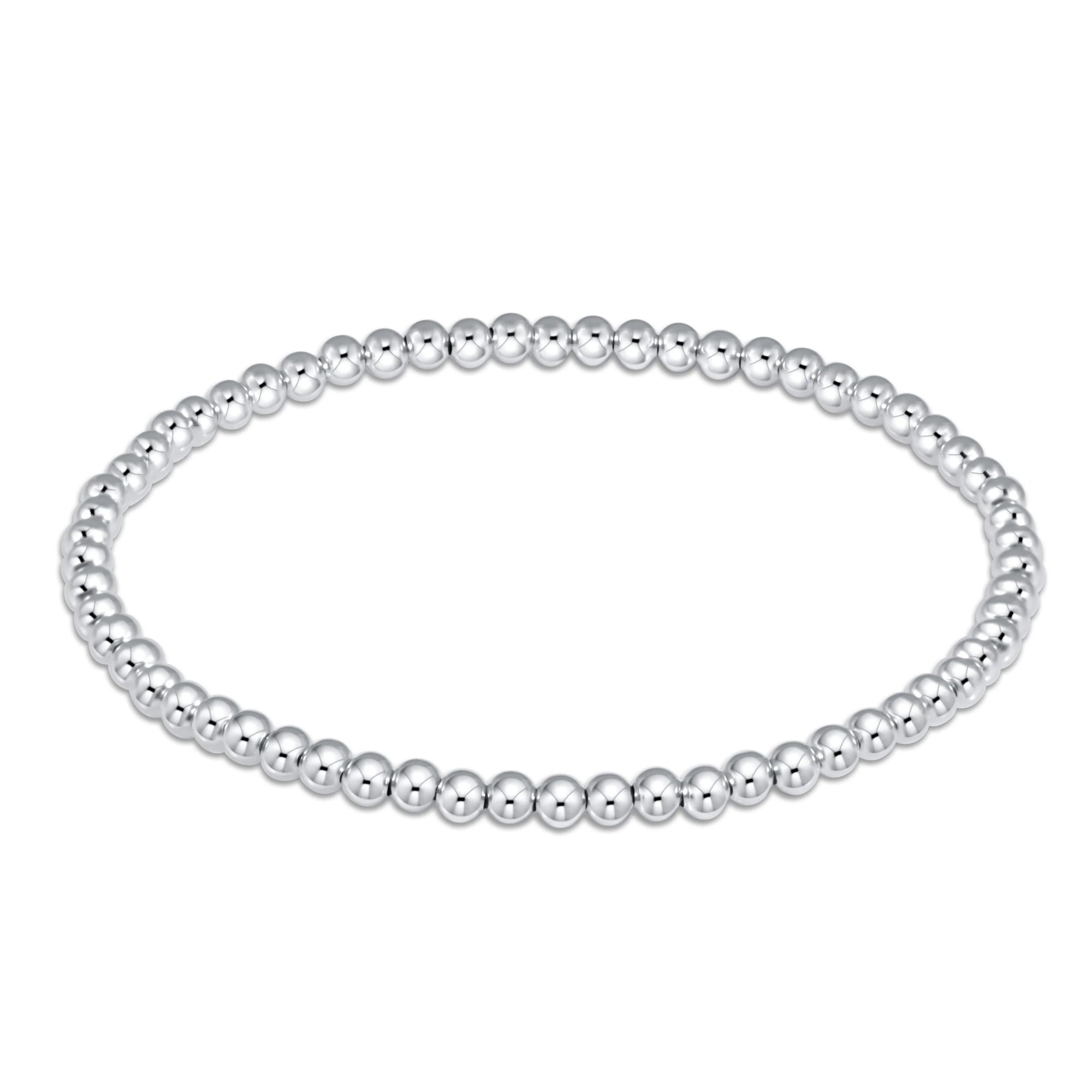 Classic Sterling Silver 3 mm Beaded Bracelet - Extended Size