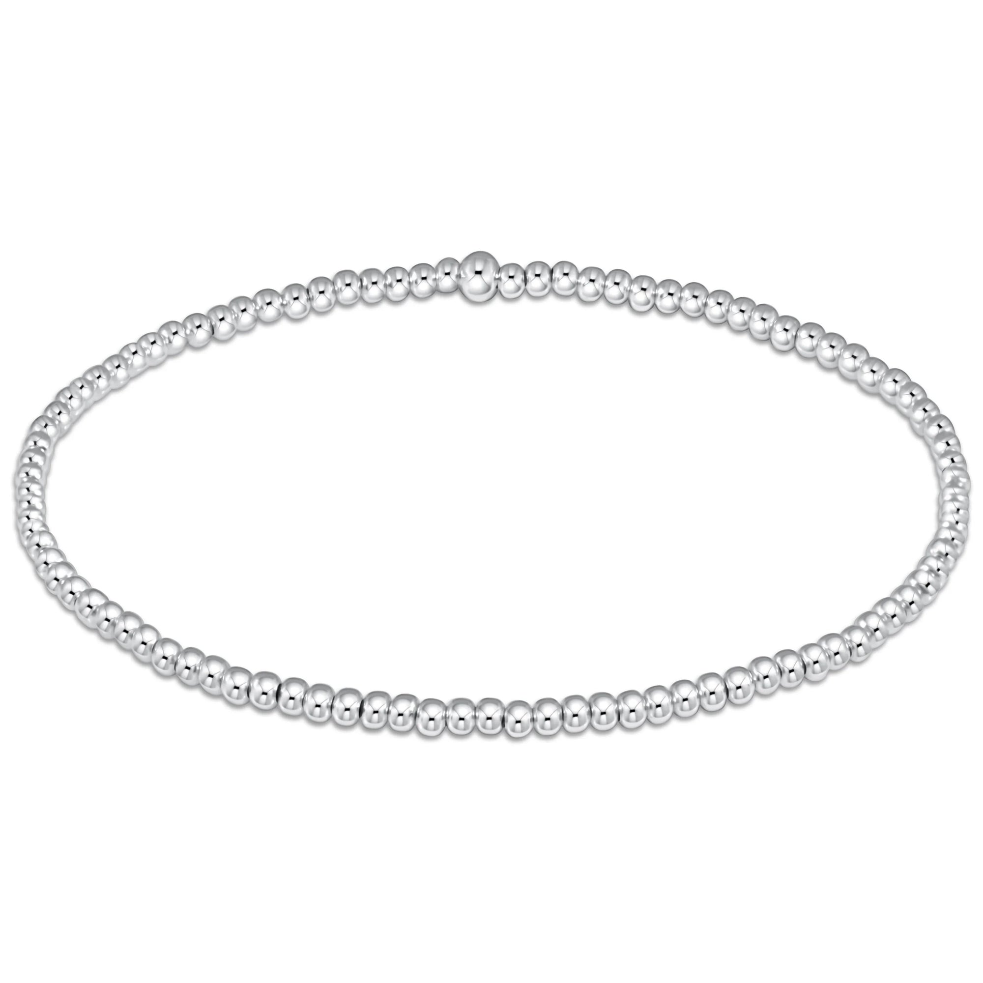 Classic Sterling Silver 2 mm Beaded Bracelet - Extended Size