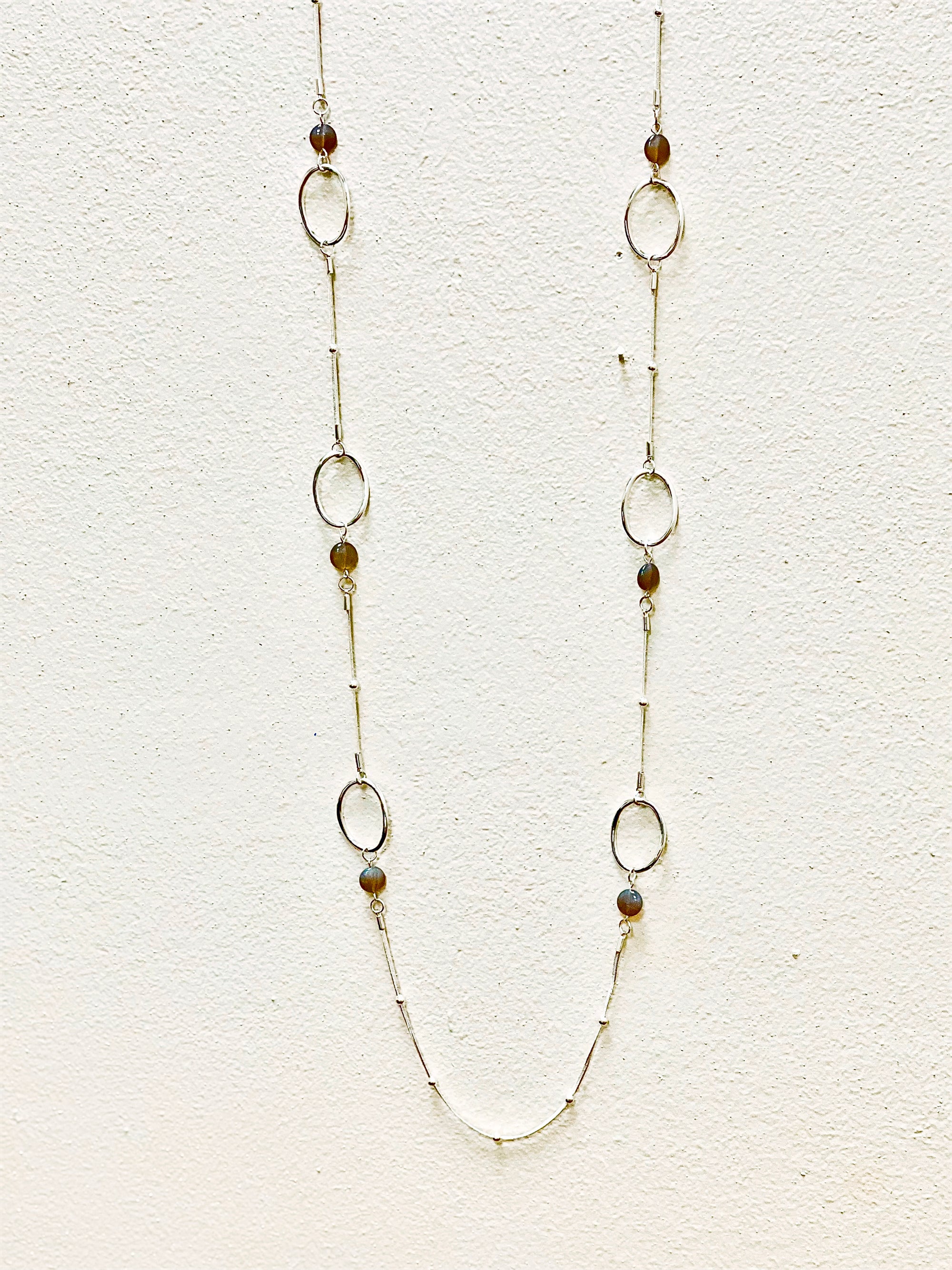 Silver Hoop Beaded Necklace