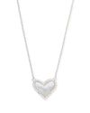 Ari Heart Silver Pendant Necklace In Ivory Mother-Of-Pearl