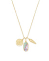 Dira Gold Coin Charm Necklace Lilac Abalone